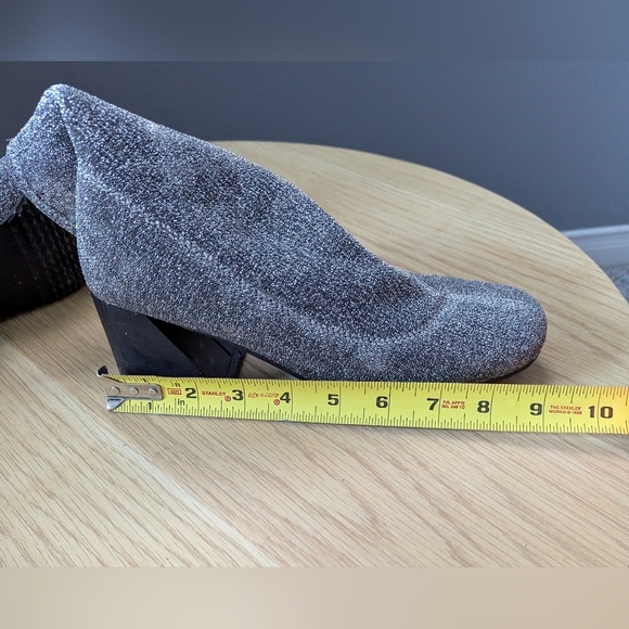 Women's (Size 37) Shimmering Silver No-Slip Ankle Booties With Angled Block Heel - Picture 13 of 16